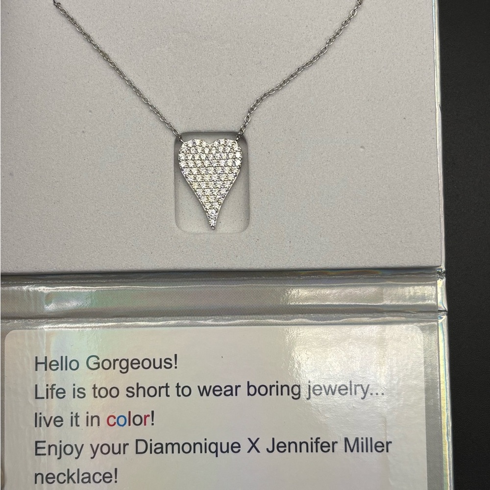 Diamonique Silver Geometric Pavé Necklace